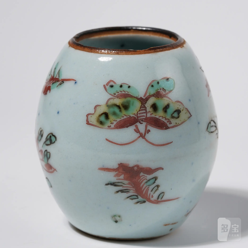 明崇祯 景德镇古渡五彩花蝶茶入 - 图9